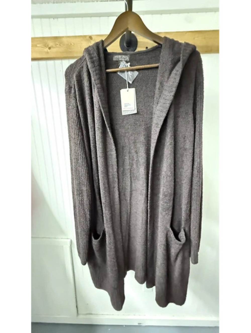 Barefoot Dreams CozyChic Lite Hooded Cardigan new 2xl brown resort loungewear